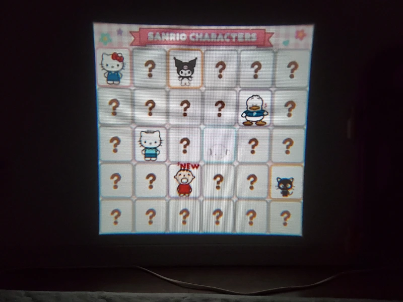 サンリオキャラクターズのキャラ図鑑に集まったキャラクターが並んでいる画面